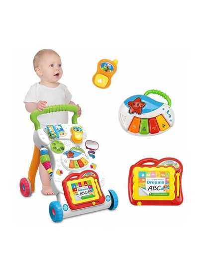 HUANGER Baby Music And Light Walker With Adjustable Screw Children First Step Car-3