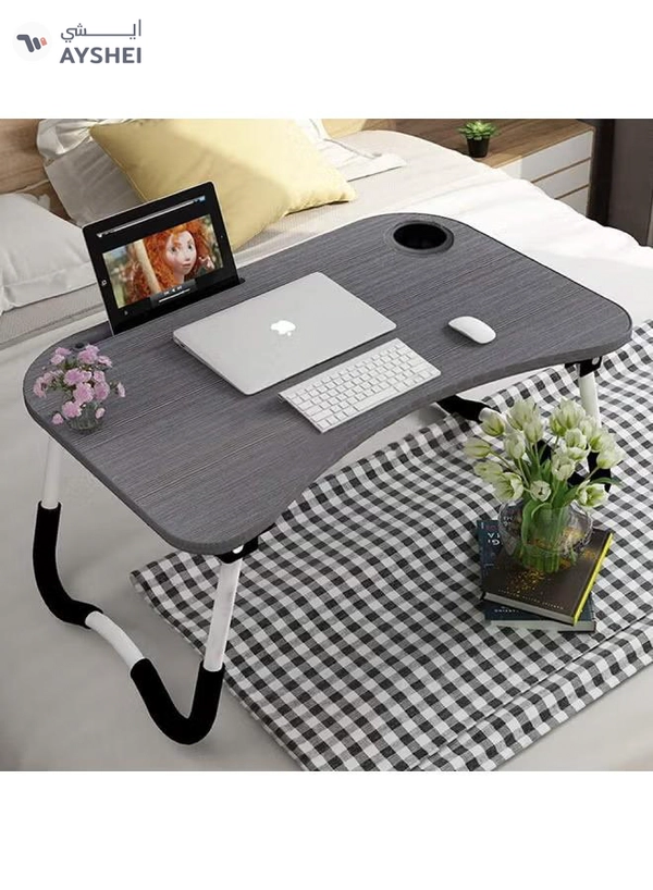 MODERN HOME Foldable Laptop Table With Cup Holder Combination Material Multicolour 40.5 x 60 x 5.5cm