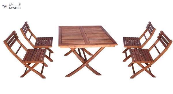 YATAI Acacia Wood Chairs Table Square Bistro Set Patio Dining Table Set 5 Pcs Wood Furniture