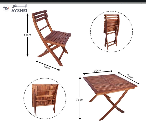 YATAI Acacia Wood Chairs Table Square Bistro Set Patio Dining Table Set 5 Pcs Wood Furniture