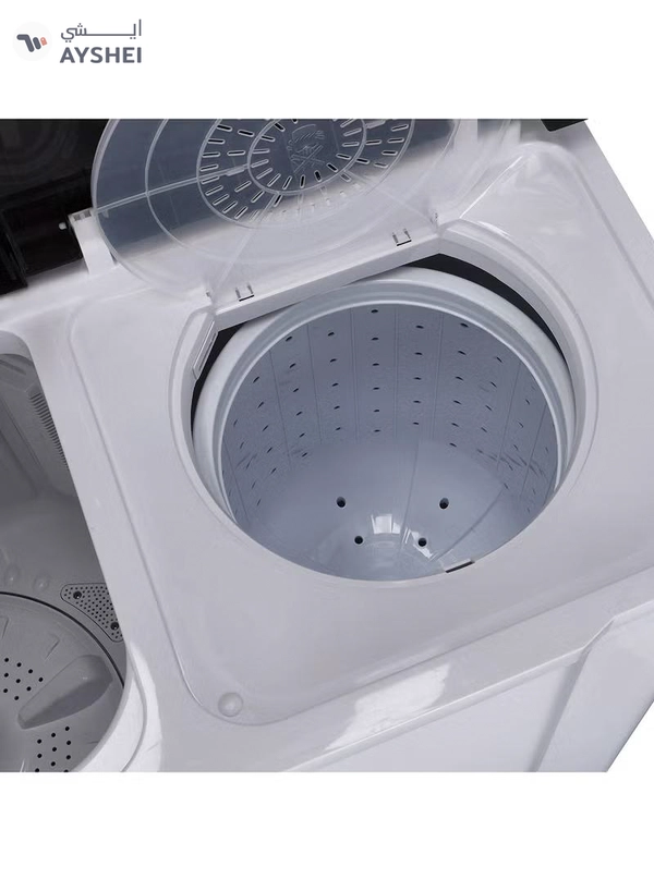 GEEPAS Twin Tub Semi-Automatic Washing Machine| Fully Knob Control and Semi-Automatic Top Load Washing Machine| Two Water Nets in One Waterfall| Water Inlet Bubble Marker Function 700 W GSWM18012 White/Black 700 W GSWM18012 White/Black
