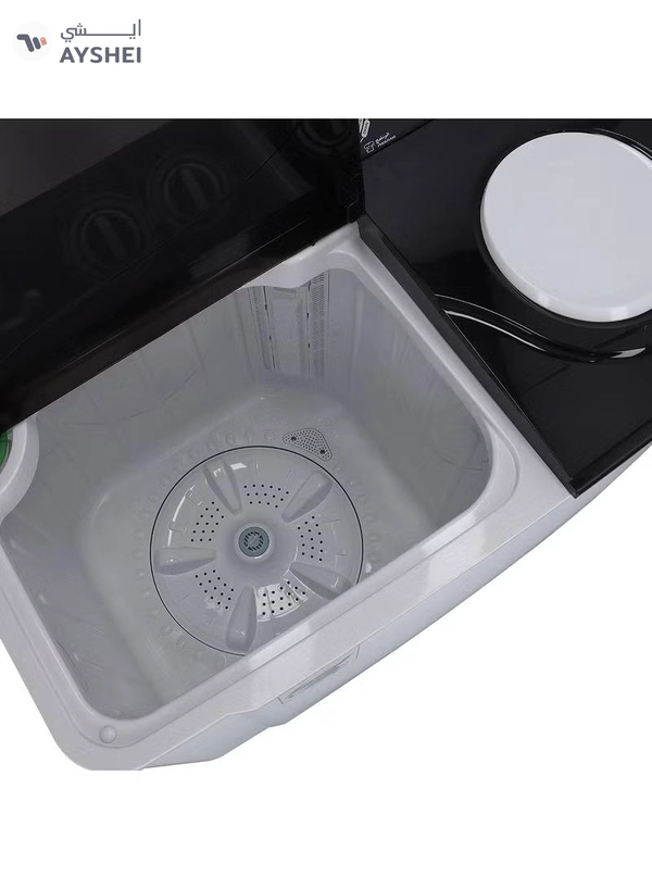 GEEPAS Twin Tub Semi-Automatic Washing Machine| Fully Knob Control and Semi-Automatic Top Load Washing Machine| Two Water Nets in One Waterfall| Water Inlet Bubble Marker Function 700 W GSWM18012 White/Black 700 W GSWM18012 White/Black