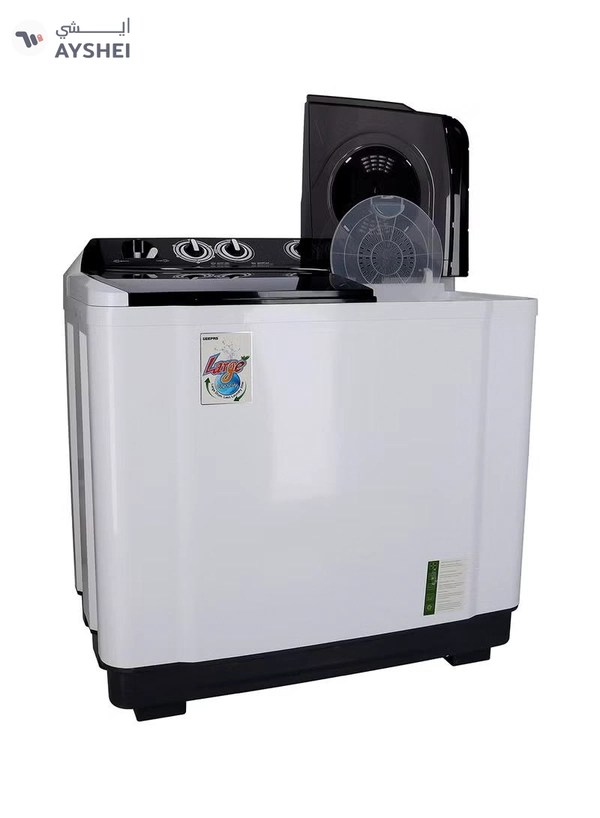 GEEPAS Twin Tub Semi-Automatic Washing Machine| Fully Knob Control and Semi-Automatic Top Load Washing Machine| Two Water Nets in One Waterfall| Water Inlet Bubble Marker Function 700 W GSWM18012 White/Black 700 W GSWM18012 White/Black