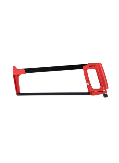 GEEPAS 12" AL Hacksaw Frame - Durable & Convenient with Grip Handle, Mini Hacksaw for Your Mini Tool Kit | Removable Metal Cutting Saw Blade | Ideal for Cutting Wood, Plastic, Bamboo & More Red/Black 12inch-1