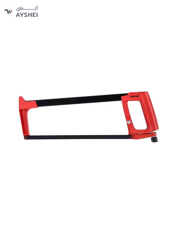 GEEPAS 12" AL Hacksaw Frame - Durable & Convenient with Grip Handle, Mini Hacksaw for Your Mini Tool Kit | Removable Metal Cutting Saw Blade | Ideal for Cutting Wood, Plastic, Bamboo & More Red/Black 12inch