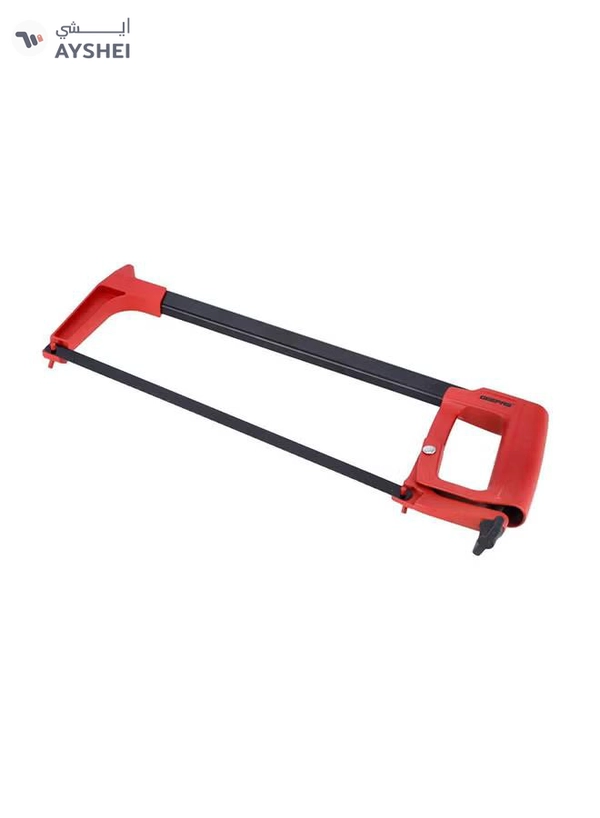 GEEPAS 12" AL Hacksaw Frame - Durable & Convenient with Grip Handle, Mini Hacksaw for Your Mini Tool Kit | Removable Metal Cutting Saw Blade | Ideal for Cutting Wood, Plastic, Bamboo & More Red/Black 12inch