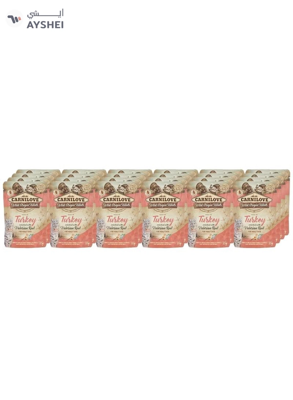 CARNILOVE Turkey enriched with Valerian Root for Adult Cats (Wet Food Pouches) 24x85g