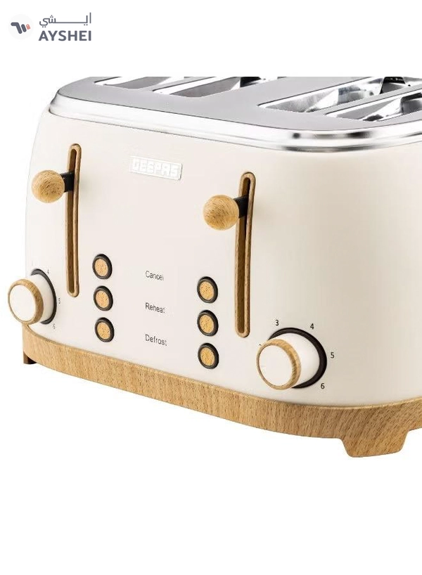 GEEPAS 4 Slice Bread Toaster Dual Control 1500 W | 6 Stage Adjustable Browning Control and Removable Crumb Tray | Defrost, Reheat and Cancel Functions | Perfect for Toasting Different Types Breads | 2 Years Warranty GBT36561UK-CR Cream 1500 W GBT36561UK-CR Cream