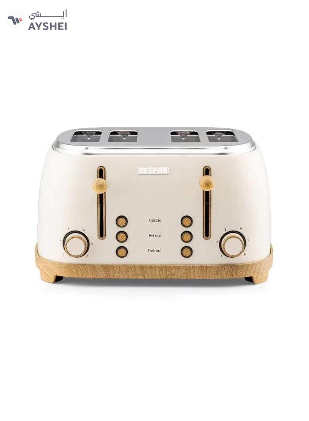 GEEPAS 4 Slice Bread Toaster Dual Control 1500 W | 6 Stage Adjustable Browning Control and Removable Crumb Tray | Defrost, Reheat and Cancel Functions | Perfect for Toasting Different Types Breads | 2 Years Warranty GBT36561UK-CR Cream 1500 W GBT36561UK-CR Cream