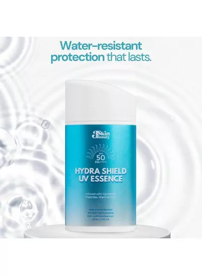 J Skin Beauty Hydra Shield UV Essence SPF 50 PA++++ – Advanced Daily Face Sunscreen with Ceramide, Peptides & Niacinamide, Lightweight Hydrating Texture, Water & Sweat Resistance, Broad-Spectrum UV Protection for Everyday Skincare-3