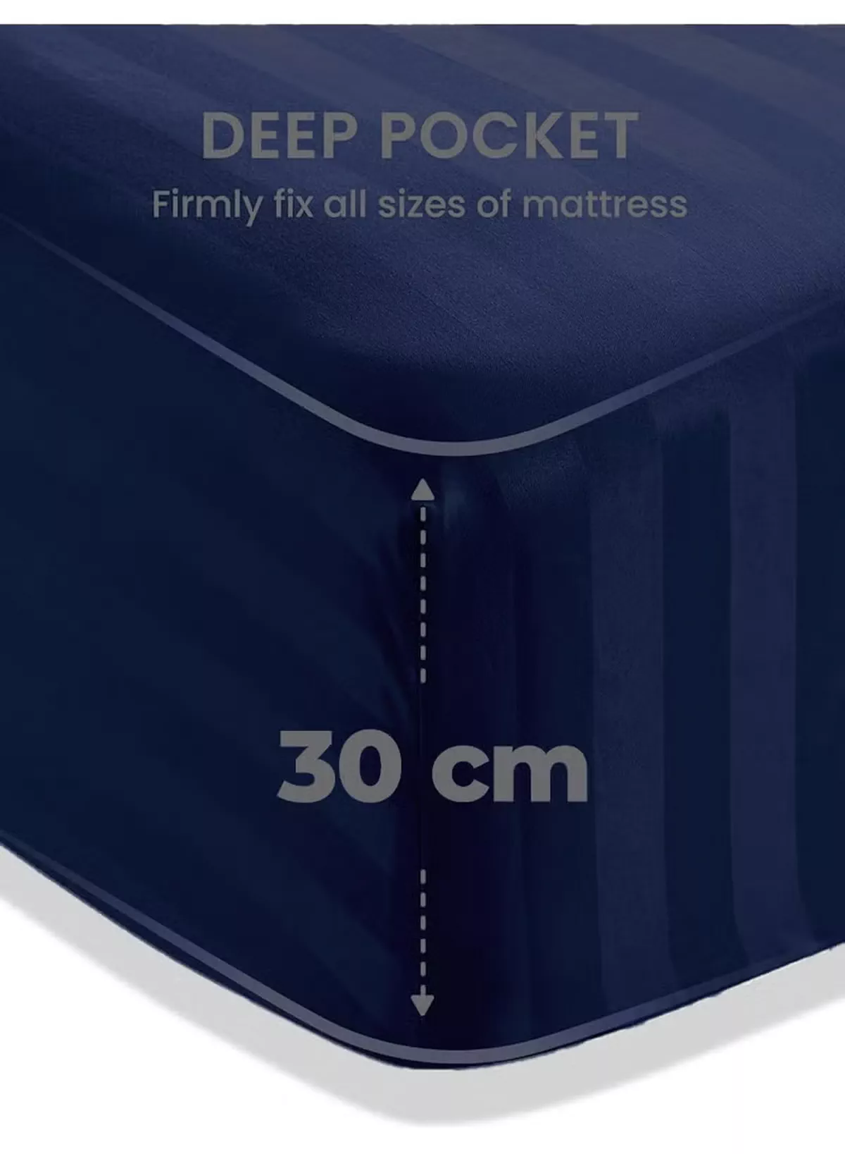 Eworld 4-Piece Luxury King Size Navy Blue Striped Bedding Set Includes 1 Duvet Cover (220x240cm), 1 Fitted Bed Sheet (200x200+30cm), and 2 Pillow Cases (48x74+5cm) for Ultimate Hotel-Inspired Sophistication-4-4