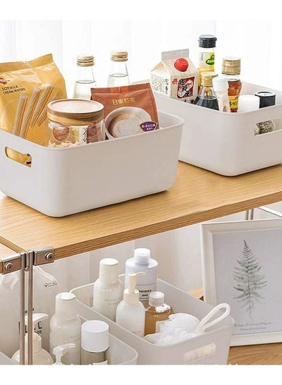 Eworld Set of 8 Plastic Storage Bins Multiuse Desk Cabinet Organizer with Built in Handle-5