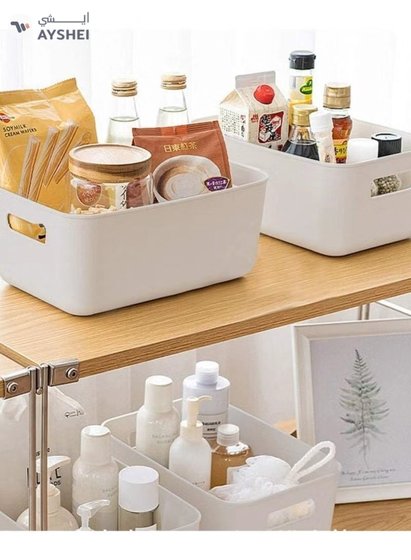Eworld Set of 8 Plastic Storage Bins Multiuse Desk Cabinet Organizer with Built in Handle
