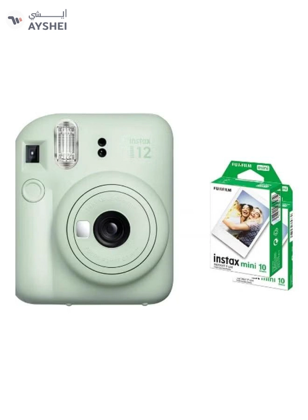 FUJIFILM Instax Mini 12 Instant Film Camera With Pack Of 20 Films Mint Green