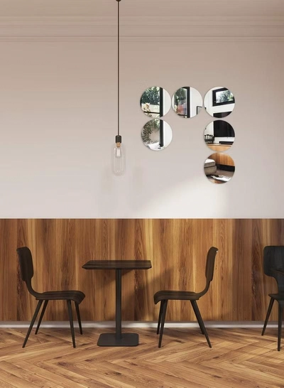 Eworld 6-Piece Acrylic Self-Adhesive Mirror Wall Stickers Elegant Mirror Tiles for Living Room-1