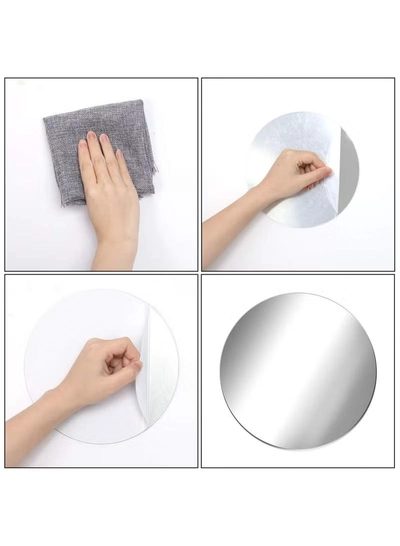 Eworld 6-Piece Acrylic Self-Adhesive Mirror Wall Stickers Elegant Mirror Tiles for Living Room-2