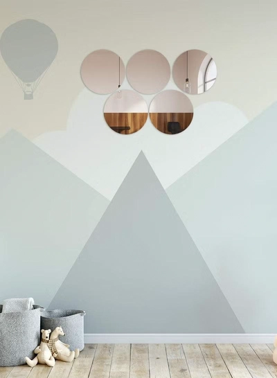 Eworld 6-Piece Acrylic Self-Adhesive Mirror Wall Stickers Elegant Mirror Tiles for Living Room-3