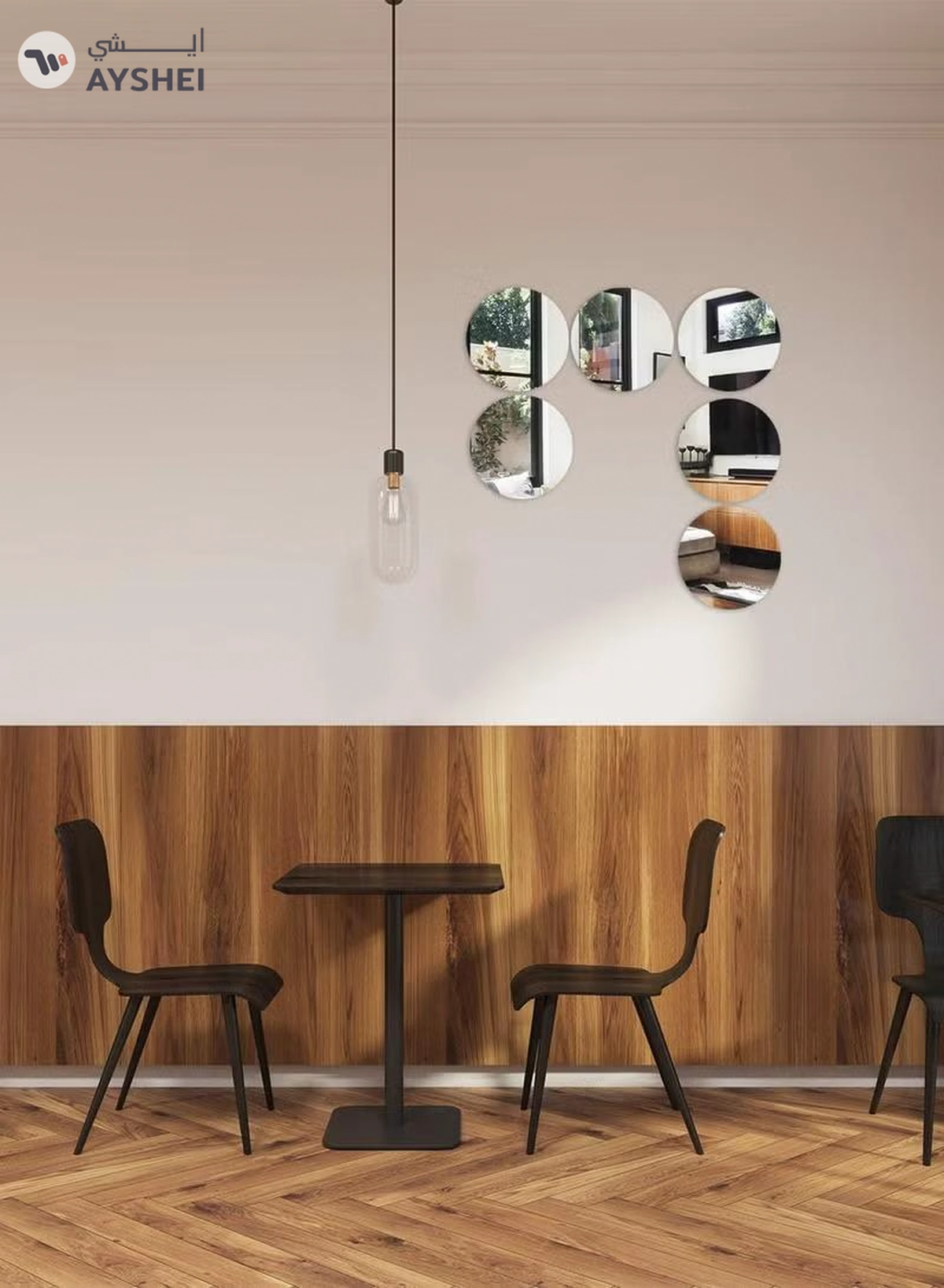 Eworld 6-Piece Acrylic Self-Adhesive Mirror Wall Stickers Elegant Mirror Tiles for Living Room-1-1