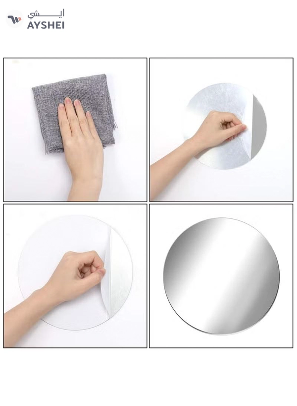 Eworld 6-Piece Acrylic Self-Adhesive Mirror Wall Stickers Elegant Mirror Tiles for Living Room