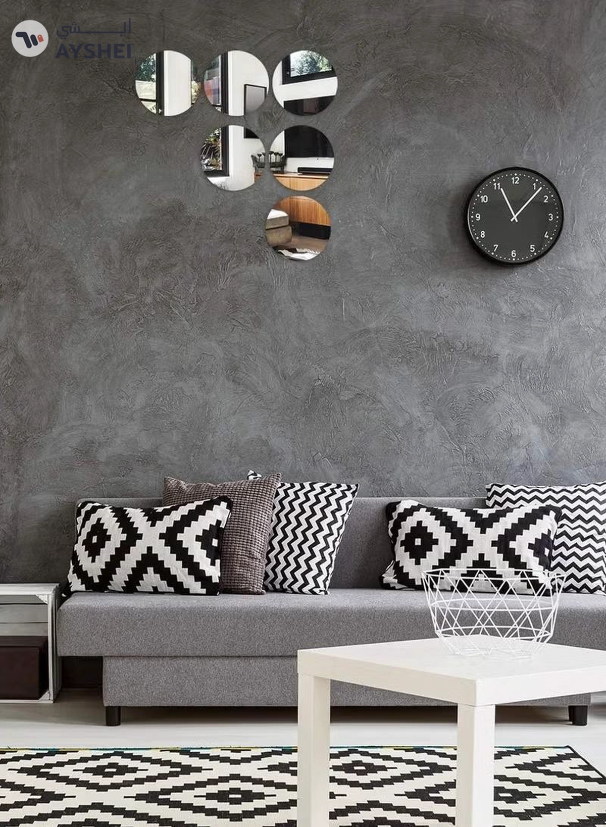 Eworld 6-Piece Acrylic Self-Adhesive Mirror Wall Stickers Elegant Mirror Tiles for Living Room-5-5