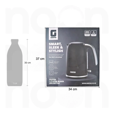 GEEPAS 1.7 L Fluted Jug Kettle 360-Degrees Rotation, Boil Dry Protection and Automatic Cut-Off/ Perfect for Boiling Water, Milk, Tea/ Removable and Washable Filter 1.7 L 3000 W GK38068UK-BK Black-6