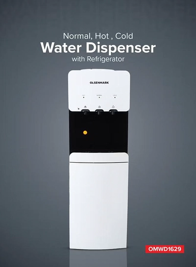  Olsenmark Water Dispenser with Refrigerator, Hot- Cold- Warm Function, OMWD1629 , Cold Temperature: 6-10C - Hot Temperature: <95C - ABS + Iron Side Panel - Heating Power 500W OMWD1629 White-0