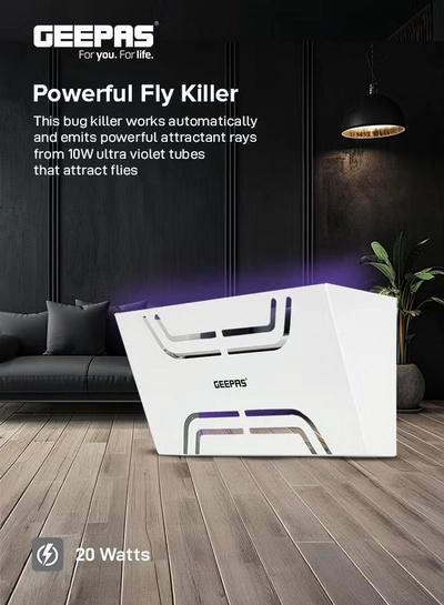 GEEPAS Electric Insect Killer 20 W Ultra Violet Tube | Pollution Free Automatic Pest Killer | Advanced Technology | No Toxic Fumes | Low Power Consumption GBK25612 20 W GBK25612 Silver-3