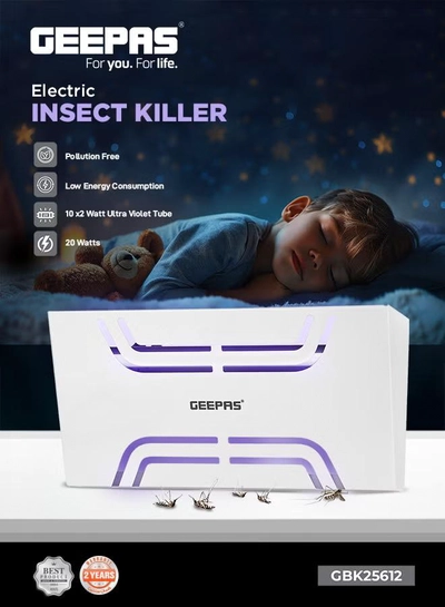 GEEPAS Electric Insect Killer 20 W Ultra Violet Tube | Pollution Free Automatic Pest Killer | Advanced Technology | No Toxic Fumes | Low Power Consumption GBK25612 20 W GBK25612 Silver-4