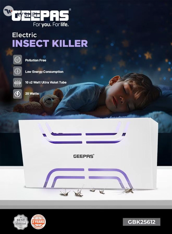 GEEPAS Electric Insect Killer 20 W Ultra Violet Tube | Pollution Free Automatic Pest Killer | Advanced Technology | No Toxic Fumes | Low Power Consumption GBK25612 20 W GBK25612 Silver