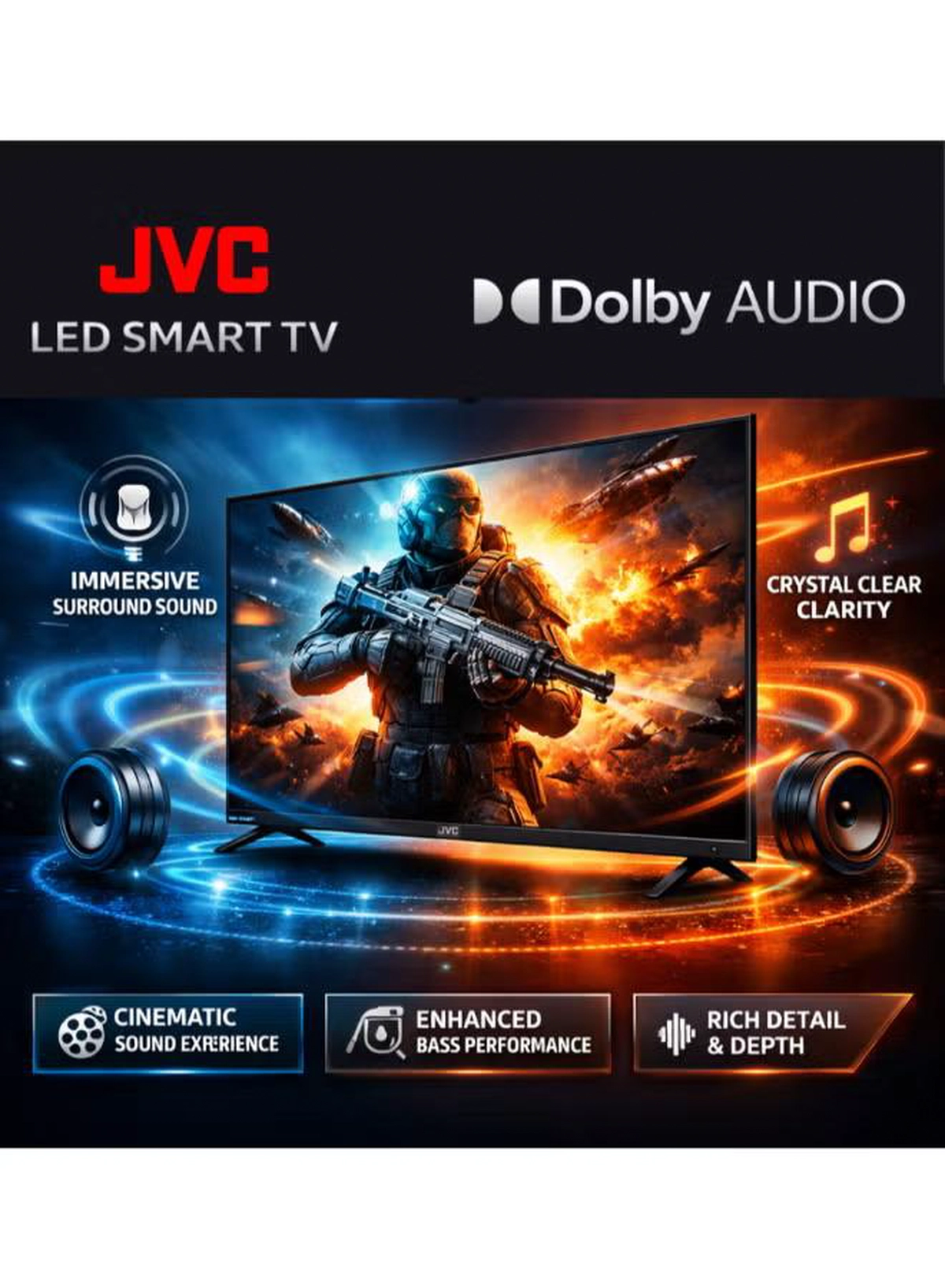 JVC 70 Inch Edgeless 4K UHD Android 14 Smart TV With Bluetooth, Web Browser, Dolby Audio LT-70N7105 Black-4-4