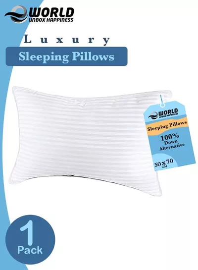 Pack of 1 Premium Down Alternative Filled Bed Pillow, Featuring Breathable Cover, Microfiber Filling and Plush Bounce-Back Design, Hypoallergenic and Luxurious Hotel Quality Pillow – 50x70cm-0
