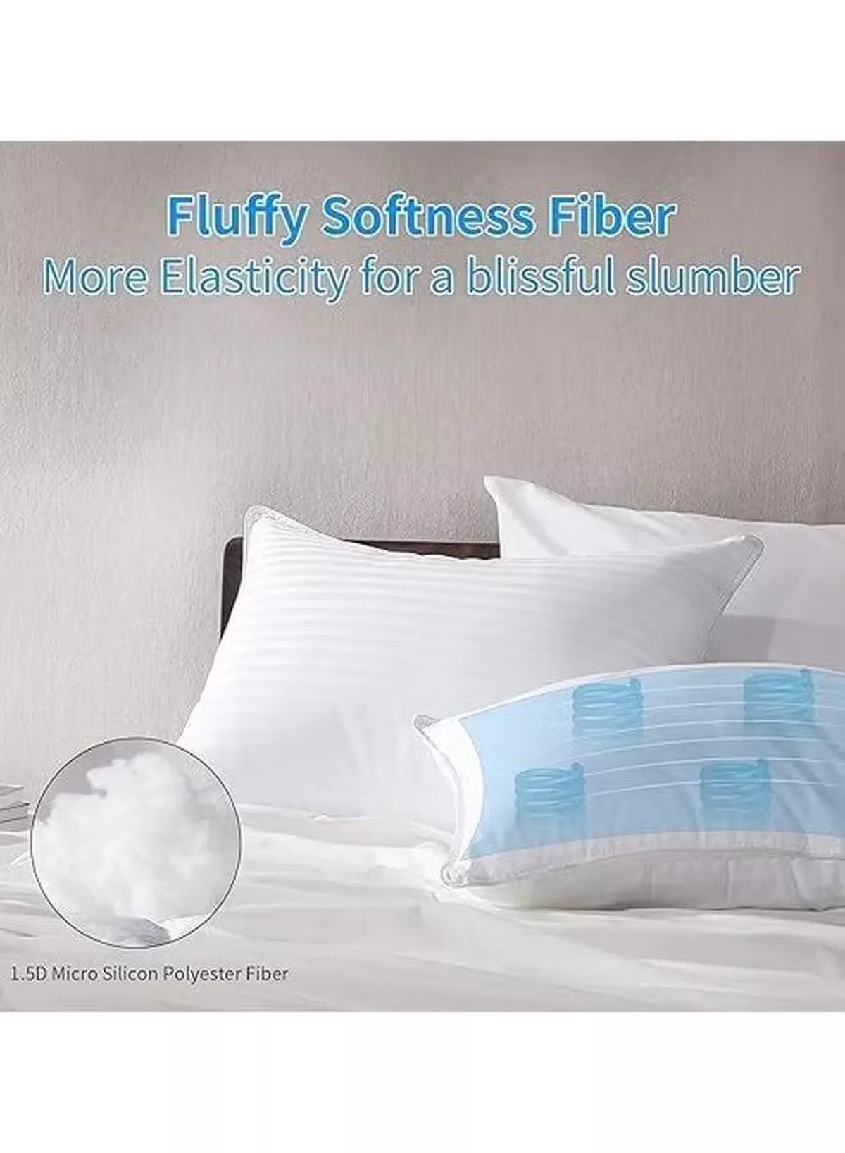 Pack of 1 Premium Down Alternative Filled Bed Pillow, Featuring Breathable Cover, Microfiber Filling and Plush Bounce-Back Design, Hypoallergenic and Luxurious Hotel Quality Pillow – 50x70cm-2-2