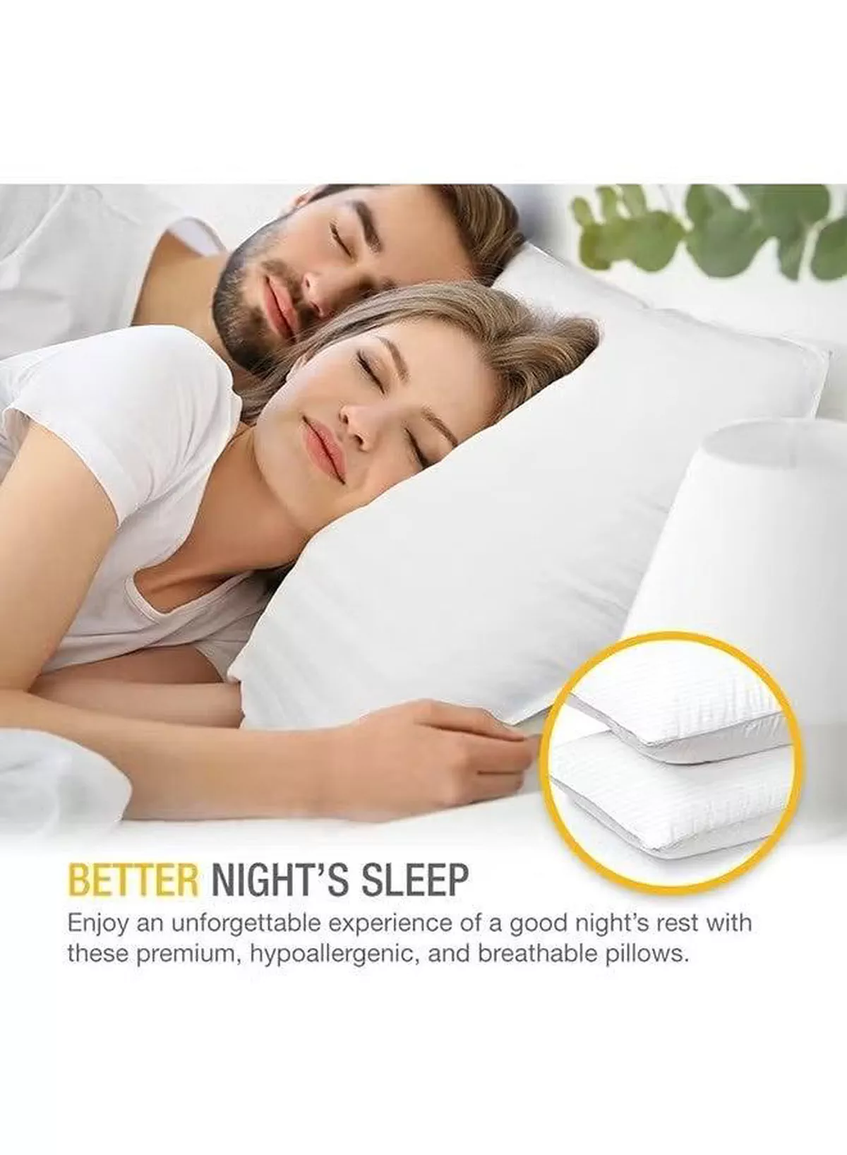 Pack of 1 Premium Down Alternative Filled Bed Pillow, Featuring Breathable Cover, Microfiber Filling and Plush Bounce-Back Design, Hypoallergenic and Luxurious Hotel Quality Pillow – 50x70cm-3-3