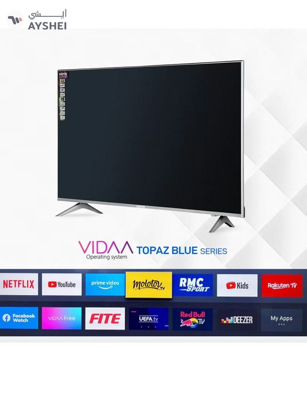 Geepas 50- Inch VIDAA 4K Ultra HD Smart TV Frameless Design and Matte Silver Finish Pre Installed Apps Bluetooth Connectivity and Screen Sharing Dolby Digital