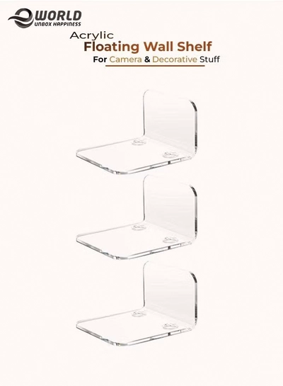 Eworld Clear Acrylic Floating Wall Shelves – Wall Mount Display for Baby Monitors, Speakers-0