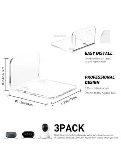 Eworld Clear Acrylic Floating Wall Shelves – Wall Mount Display for Baby Monitors, Speakers-1