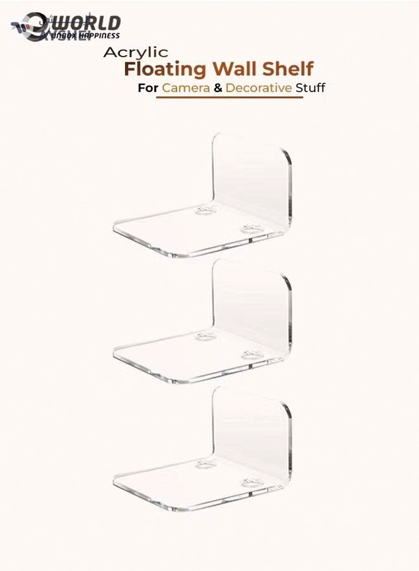 Eworld Clear Acrylic Floating Wall Shelves – Wall Mount Display for Baby Monitors, Speakers