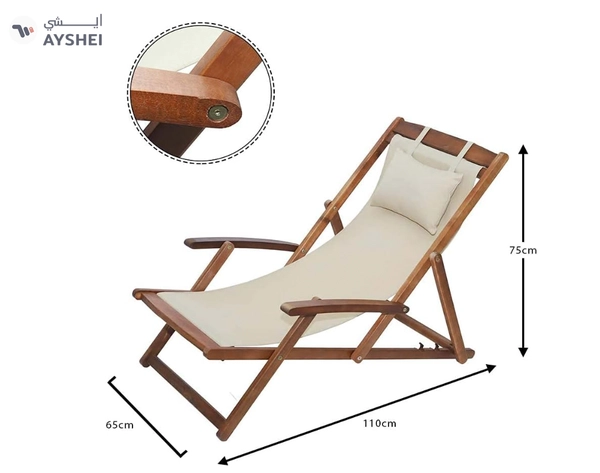 Yatai Decor YATAI Wood Sun Lounger Outdoor - Wooden Deck Chair Adjustable Recliner Patio Chairs