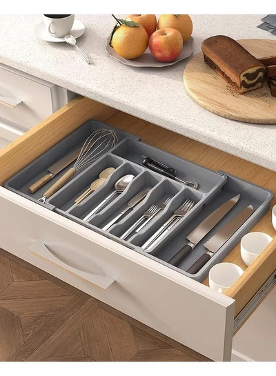 Eworld Large Capacity Expandable Silverware Drawer Organizer, BPA-Free Cutlery Tray for Kitchen-4