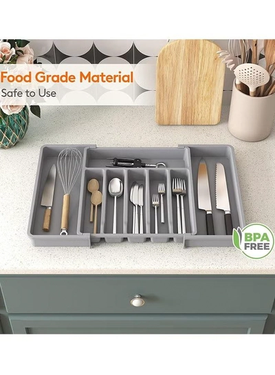 Eworld Large Capacity Expandable Silverware Drawer Organizer, BPA-Free Cutlery Tray for Kitchen-6