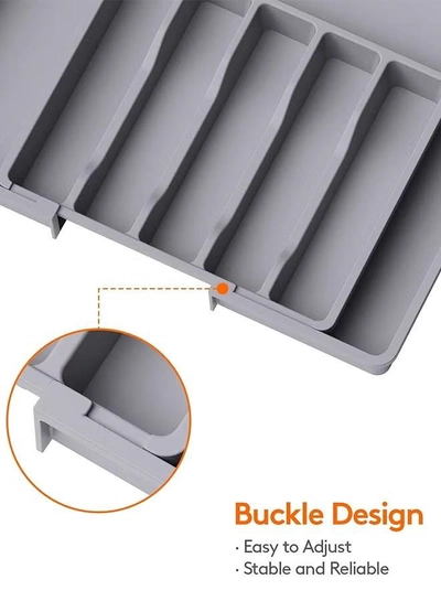 Eworld Large Capacity Expandable Silverware Drawer Organizer, BPA-Free Cutlery Tray for Kitchen-7