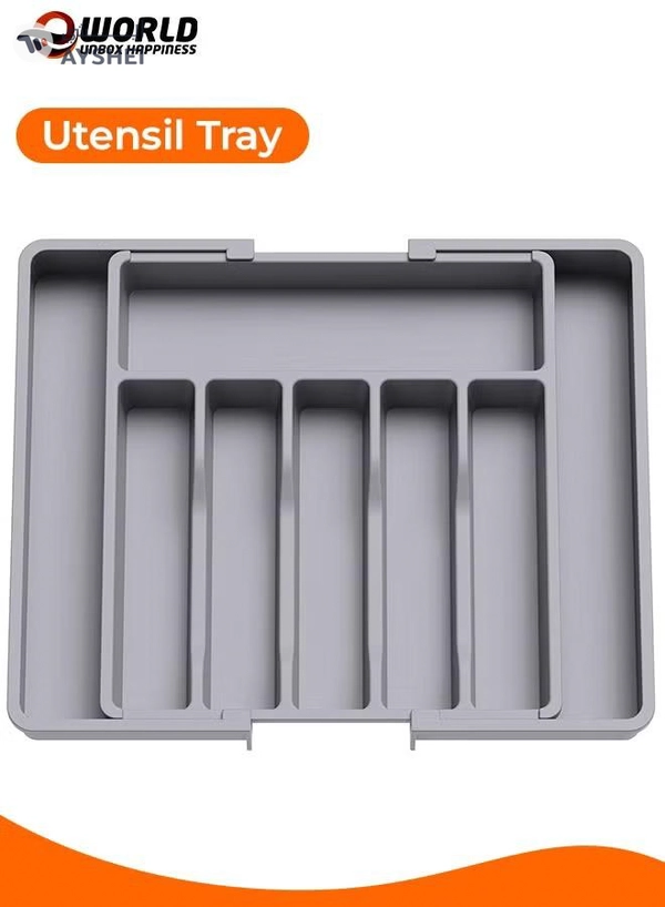 Eworld Large Capacity Expandable Silverware Drawer Organizer, BPA-Free Cutlery Tray for Kitchen