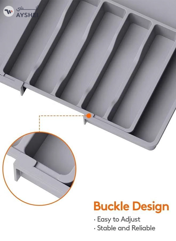 Eworld Large Capacity Expandable Silverware Drawer Organizer, BPA-Free Cutlery Tray for Kitchen
