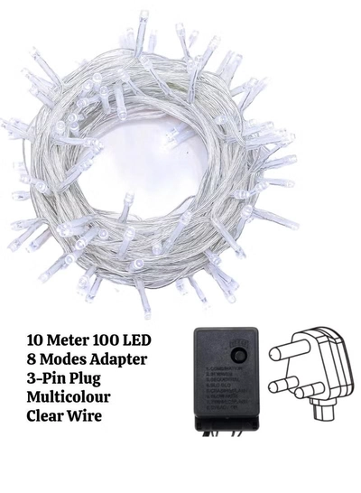 Yuwell 10 Meter 100 LED String Lights Decoration Lights RGB Light 8 Modes Led Light Clear Wire For Home Decorations Ramadan Lights Indoor & Outdoor Decoration Ramadan Decoration Light Diwali Lights Curtain Lights With 3-Pin UK Plug-2