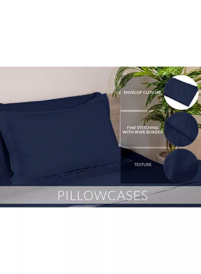 6-Piece Premium King Size Bedding Set, Navy Blue Striped Design and High-Quality Microfiber Hotel Luxury Bedsheet Soft Quilt Cover and Pillowcases-2