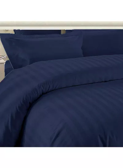 6-Piece Premium King Size Bedding Set, Navy Blue Striped Design and High-Quality Microfiber Hotel Luxury Bedsheet Soft Quilt Cover and Pillowcases-4
