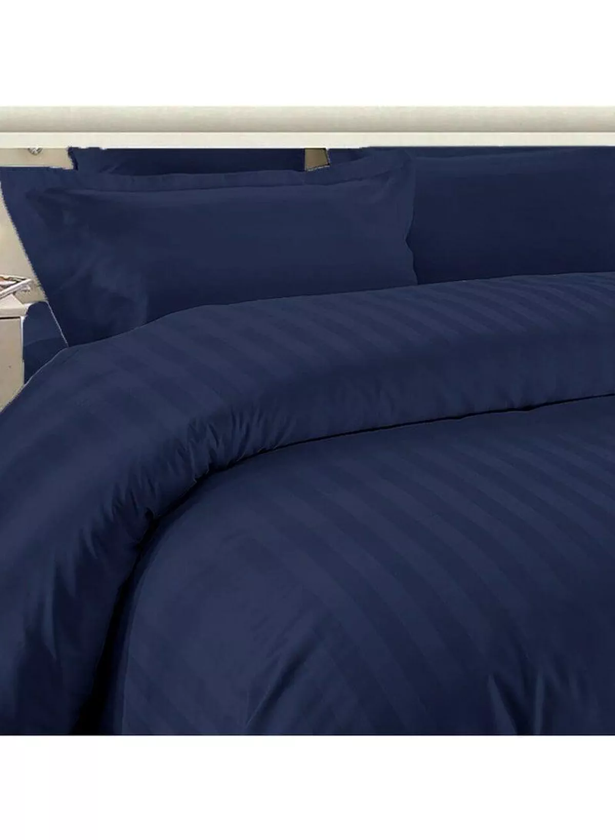 6-Piece Premium King Size Bedding Set, Navy Blue Striped Design and High-Quality Microfiber Hotel Luxury Bedsheet Soft Quilt Cover and Pillowcases-4-4