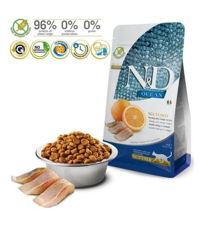 Farmina N&D Herring and Orange Dry Neutered Cat Food, 1.5 Kg-1