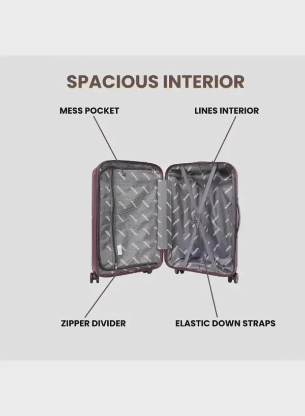 British Tourister 3 Piece Polypropylene Hard Side Spinner Luggage Trolley Set 20/24/28 Inch - Purple