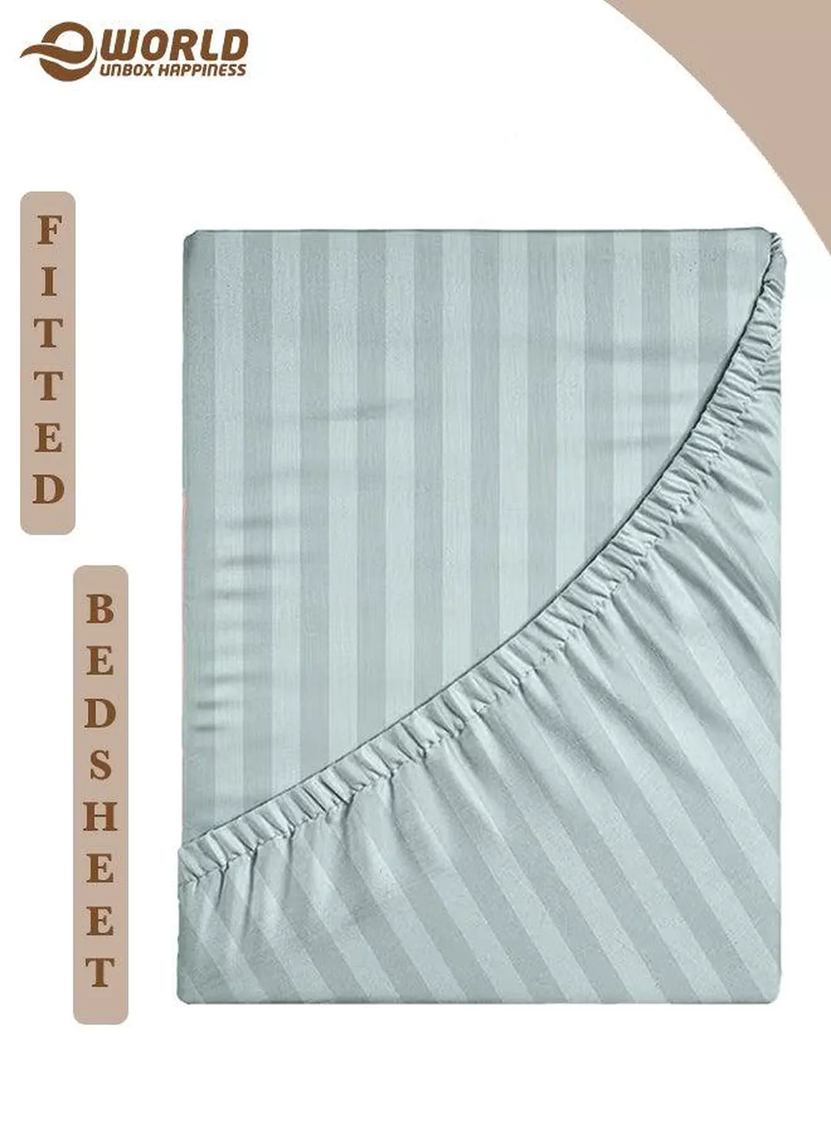 Pastel Green Striped Microfiber Fitted Bedsheet with Deep Pocket for a Snug Fit, Breathable, Machine Washable for Optimal Protection, Available in King, Queen and Single Sizes, Without Pillow Cover